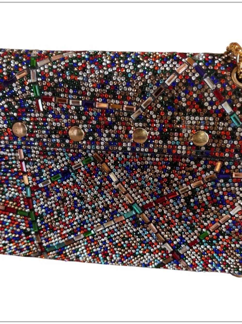 Rainbow Rhinestone Embellished Crossbody Shoulder Bag Party Holiday Event